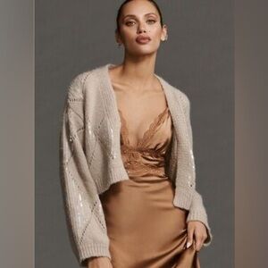 Maeve Cropped Sequin Cardigan Sweater